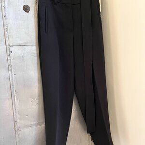 Aritzia Wilfred Black Tie-Front High-Waisted Belted Crepe Pants Sz 2